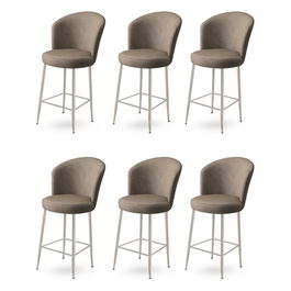 Set scaune de bar 6 piese, Charlotte, Alte, Metal, Cappuccino / Chrome