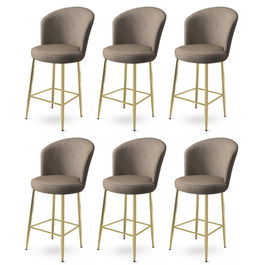 Set scaune de bar 6 piese, Charlotte, Alte, Metal, Cappuccino / Aur