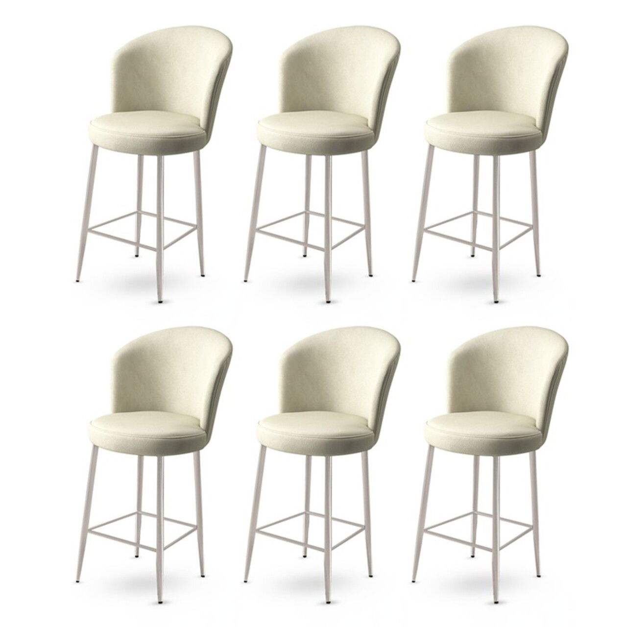 Set scaune de bar 6 piese, Charlotte, Alte, Metal, Crem / Crom