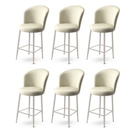 Set scaune de bar 6 piese, Charlotte, Alte, Metal, Crem / Crom
