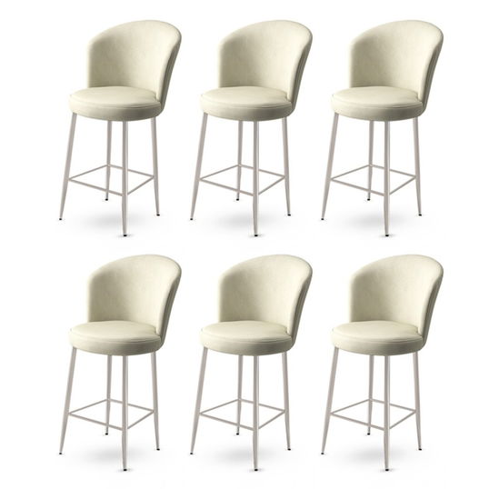Set scaune de bar 6 piese, Charlotte, Alte, Metal, Crem / Crom