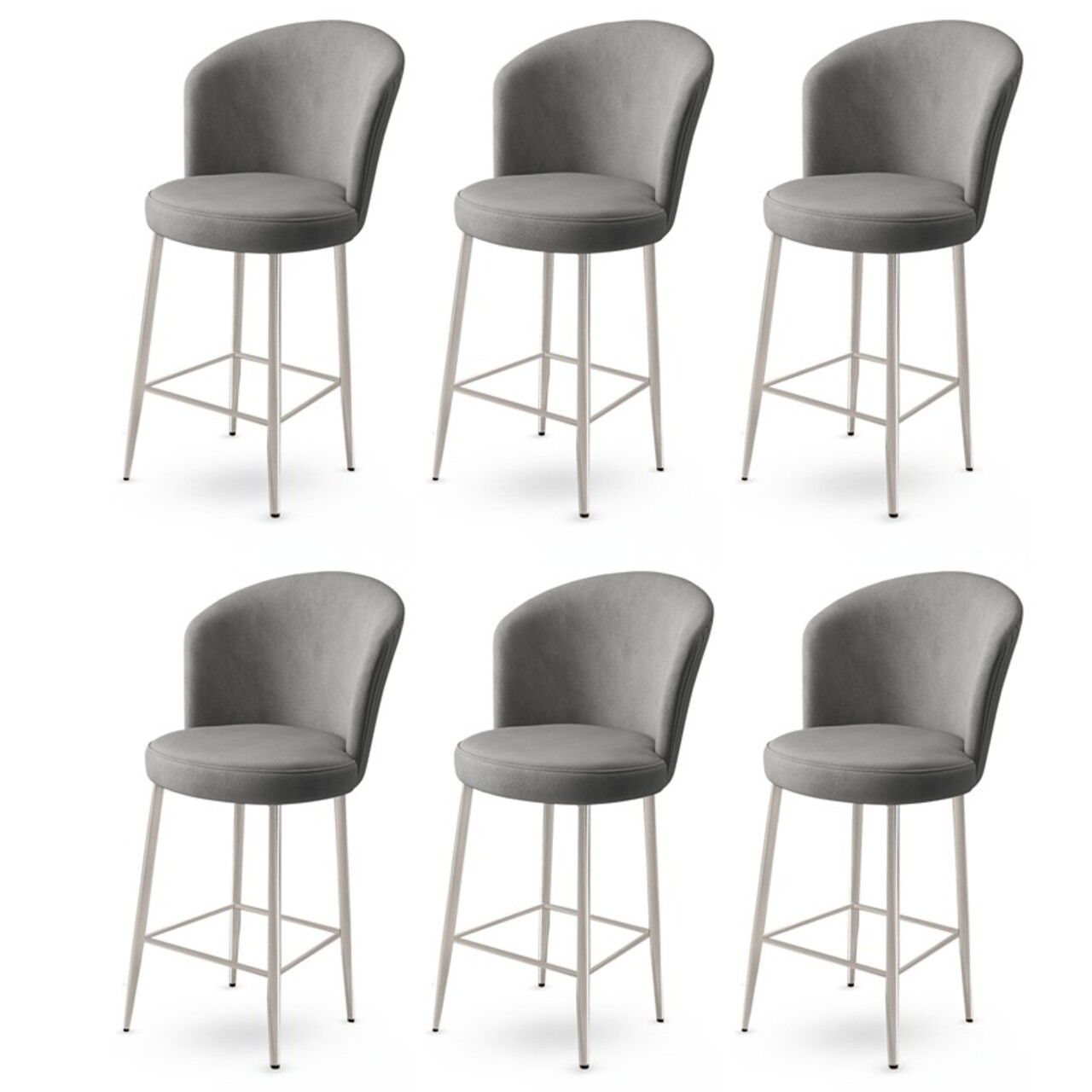 Set scaune de bar 6 piese, Charlotte, Alte, Metal, Gri/Crom