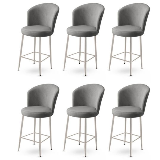 Set scaune de bar 6 piese, Charlotte, Alte, Metal, Gri/Crom