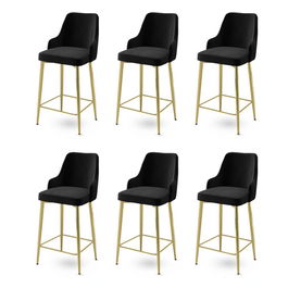 Set scaune de bar 6 piese, Charlotte, Enox, Metal, Negru