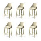 Set scaune de bar 6 piese, Charlotte, Enox, Metal, Crem / Aur
