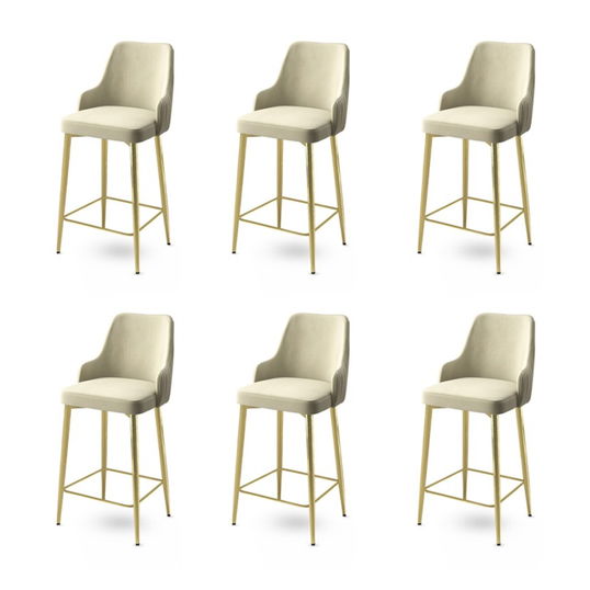 Set scaune de bar 6 piese, Charlotte, Enox, Metal, Crem / Aur