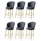 Set scaune de bar 6 piese, Charlotte, Fora, Metal, Antracit / Aur