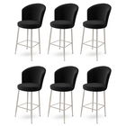 Set scaune de bar 6 piese, Charlotte, Fora, Metal, Negru / Crom