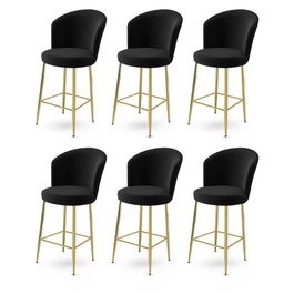 Set scaune de bar 6 piese, Charlotte, Fora, Metal, Negru