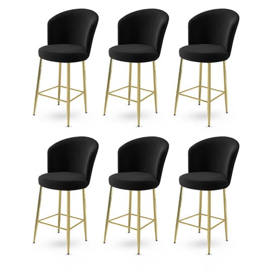 Set scaune de bar 6 piese, Charlotte, Fora, Metal, Negru