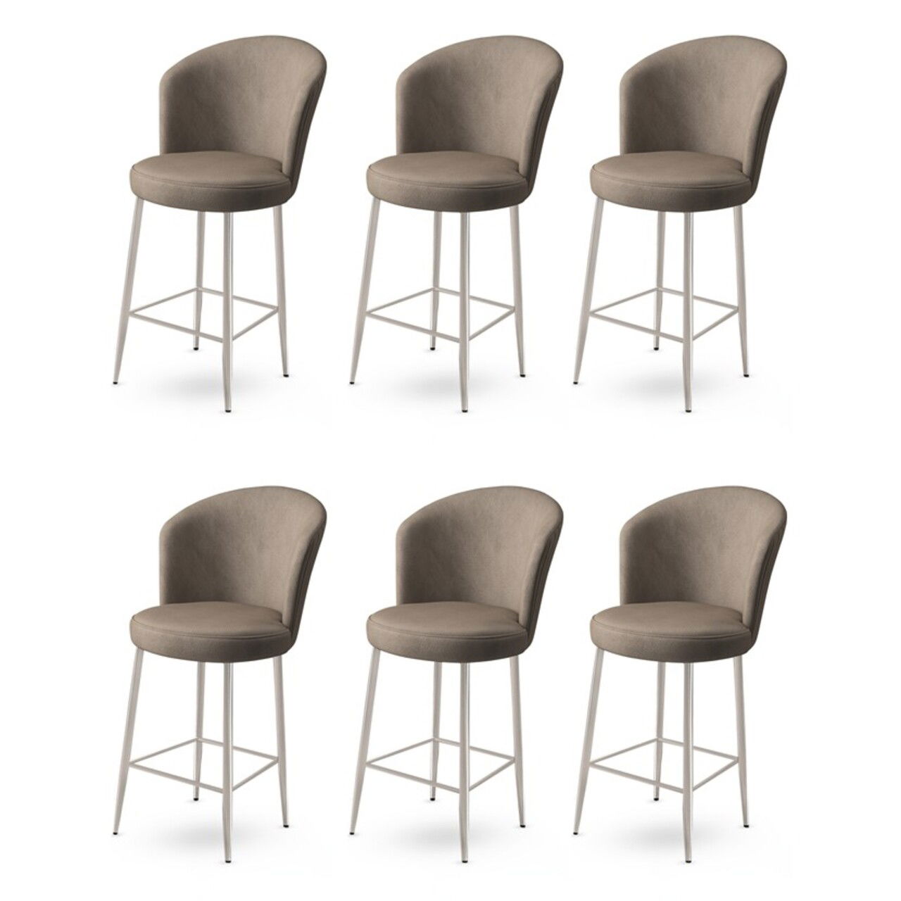Set scaune de bar 6 piese, Charlotte, Fora, Metal, Cappuccino / Chrome