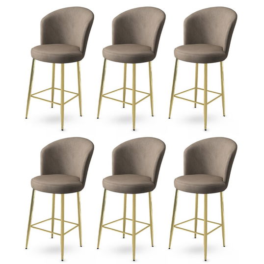 Set scaune de bar 6 piese, Charlotte, Fora, Metal, Cappuccino / Aur