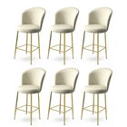 Set scaune de bar 6 piese, Charlotte, Fora, Metal, Crem / Aur