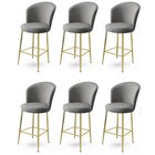 Set scaune de bar 6 piese, Charlotte, Fora, Metal, Gri / Auriu