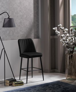 Set scaun de bar (2 bucăți), Beckley, Vento, PAL, Negru