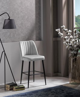 Set scaun de bar (2 bucăți), Beckley, Vento, PAL, Crem/Negru