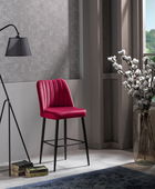 Set scaune de bar 4 piese, Beckley, Vento, PAL, Rosu Claret / Negru