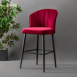 Set scaune de bar 4 piese, Beckley, Rubi, PAL, Rosu Claret / Negru