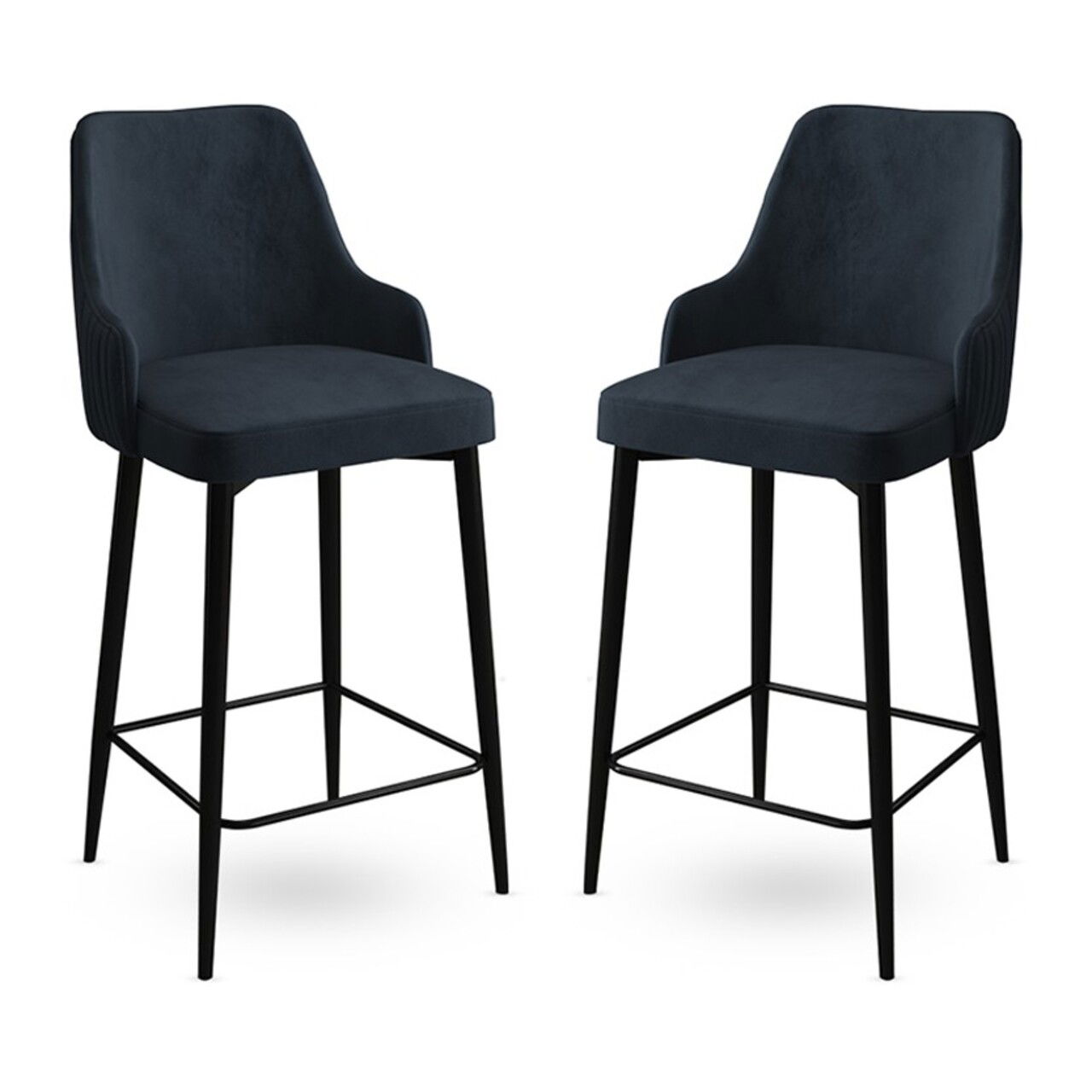 Set scaun de bar (2 bucăți), Charlotte, Enox, Metal, Antracit / Negru