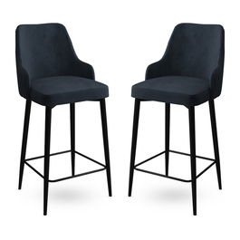 Set scaun de bar (2 bucăți), Charlotte, Enox, Metal, Antracit / Negru
