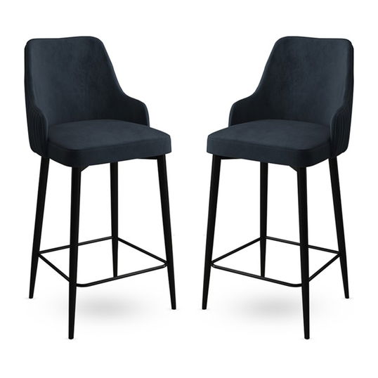 Set scaun de bar (2 bucăți), Charlotte, Enox, Metal, Antracit / Negru