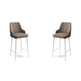 Set scaun de bar (2 bucăți), Charlotte, Enox, Metal, Cappuccino / Alb