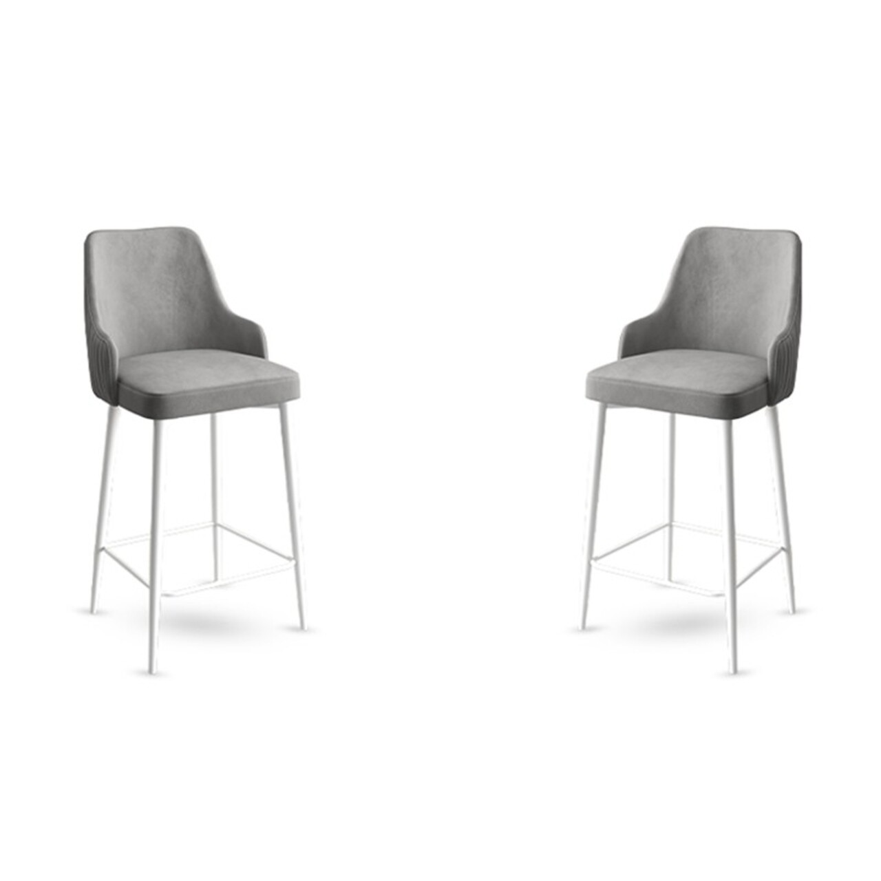 Set scaun de bar (2 bucăți), Charlotte, Enox, Metal, Gri/Alb