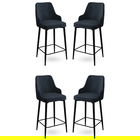 Set scaune de bar 4 piese, Charlotte, Enox, Metal, Antracit / Negru
