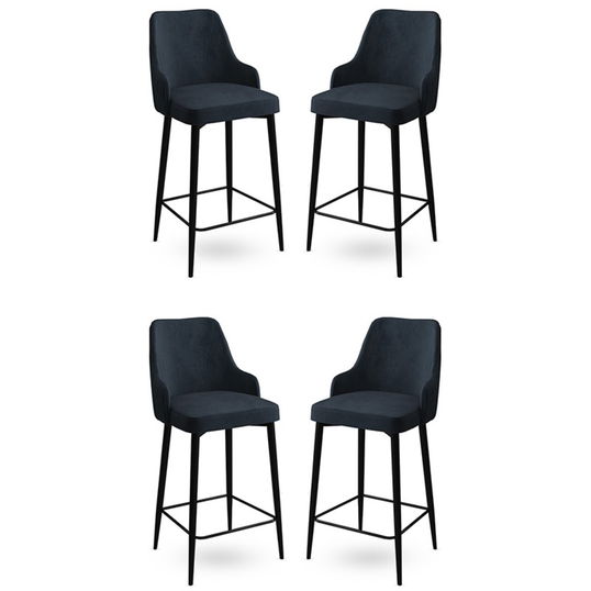Set scaune de bar 4 piese, Charlotte, Enox, Metal, Antracit / Negru