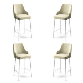Set scaune de bar 4 piese, Charlotte, Enox, Metal, Crem/Alb
