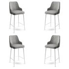 Set scaune de bar 4 piese, Charlotte, Enox, Metal, Gri/Alb