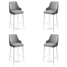 Set scaune de bar 4 piese, Charlotte, Enox, Metal, Gri/Alb