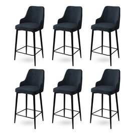Set scaune de bar 6 piese, Charlotte, Enox, Metal, Antracit / Negru