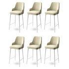Set scaune de bar 6 piese, Charlotte, Enox, Metal, Crem/Alb