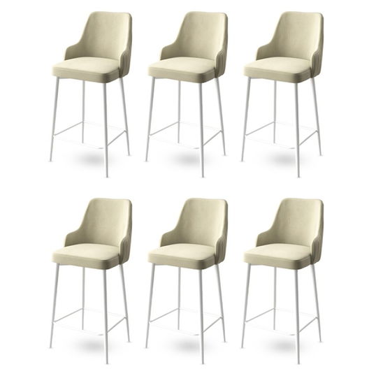 Set scaune de bar 6 piese, Charlotte, Enox, Metal, Crem/Alb