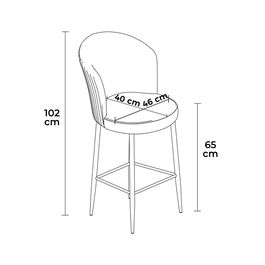 Set scaun de bar (2 bucăți), Charlotte, Alte, Metal, Antracit/Alb