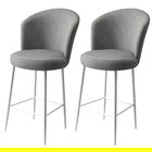 Set scaun de bar (2 bucăți), Charlotte, Alte, Metal, Gri/Alb