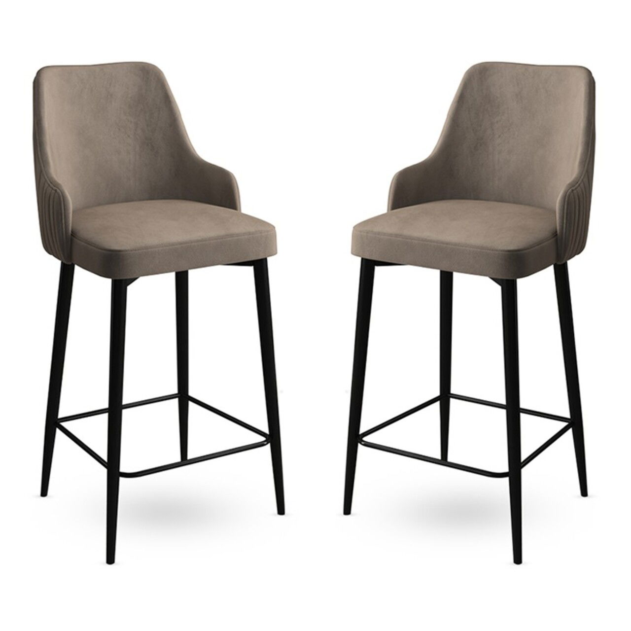 Set scaun de bar (2 bucăți), Charlotte, Enox, Metal, Cappuccino / Negru