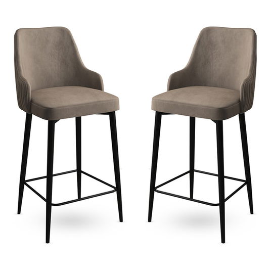 Set scaun de bar (2 bucăți), Charlotte, Enox, Metal, Cappuccino / Negru