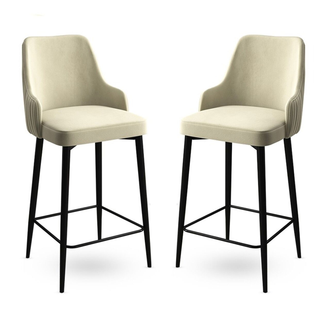 Set scaun de bar (2 bucăți), Charlotte, Enox, Metal, Crem/Negru