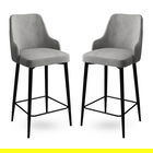 Set scaun de bar (2 bucăți), Charlotte, Enox, Metal, Gri/Negru