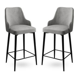 Set scaun de bar (2 bucăți), Charlotte, Enox, Metal, Gri/Negru