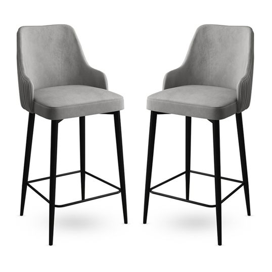 Set scaun de bar (2 bucăți), Charlotte, Enox, Metal, Gri/Negru