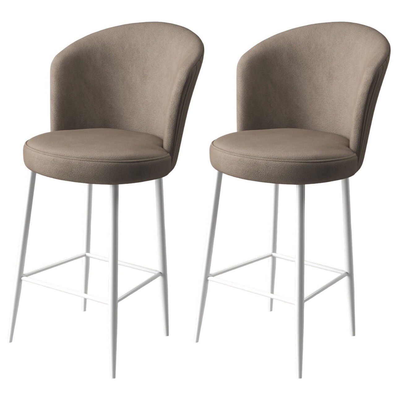 Set scaun de bar (2 bucăți), Charlotte, Fora, Metal, Cappuccino / Alb