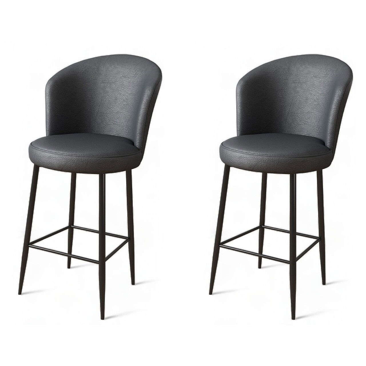 Set scaun de bar (2 bucăți), Charlotte, Uras, Metal, Antracit / Negru