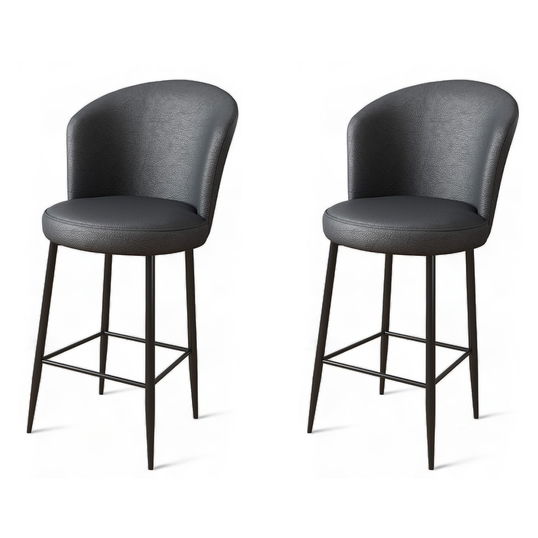Set scaun de bar (2 bucăți), Charlotte, Uras, Metal, Antracit / Negru
