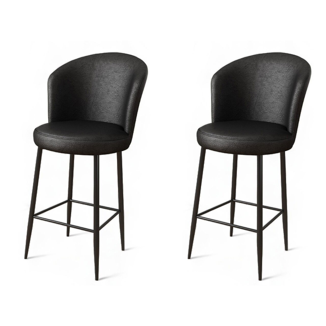 Set scaun de bar (2 bucăți), Charlotte, Uras, Metal, Negru