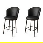Set scaun de bar (2 bucăți), Charlotte, Uras, Metal, Negru