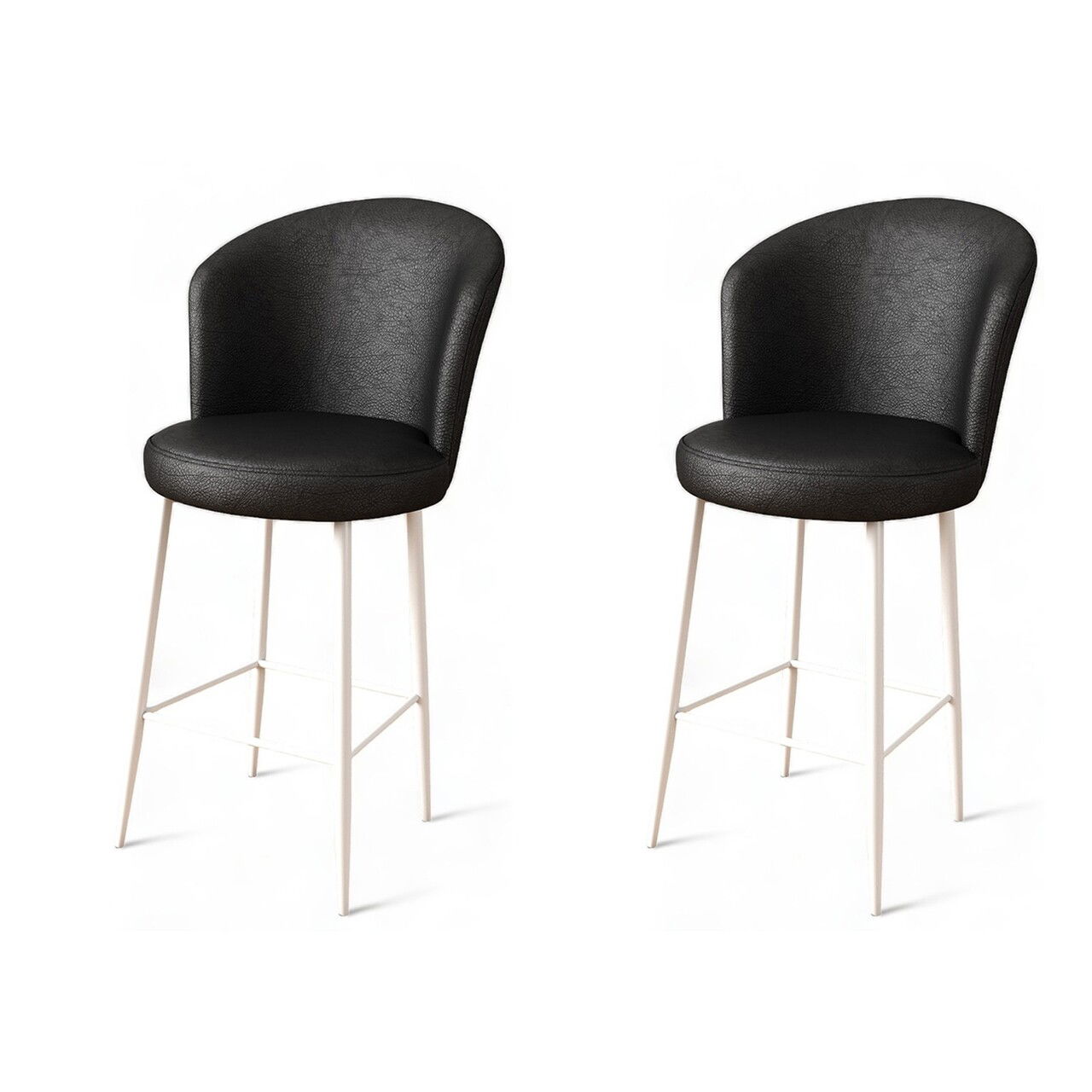 Set scaun de bar (2 bucăți), Charlotte, Uras, Metal, Alb/Negru