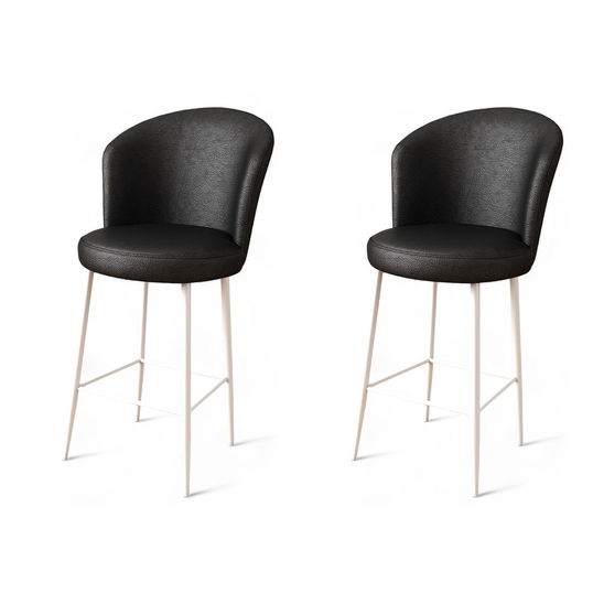 Set scaun de bar (2 bucăți), Charlotte, Uras, Metal, Alb/Negru